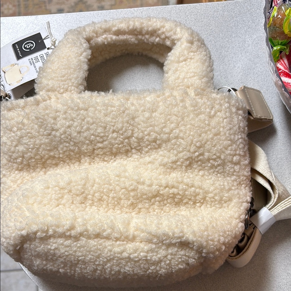 COPY - Cozy Cream Sherpa Tote/Crossbody Bag